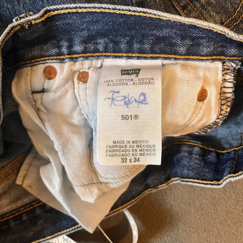 Levi's 501 Jeans Mens Sz 32x34 Blue Denim Straight Leg Workwear Classic Utility